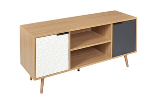 Meuble TV - Blanc et naturel