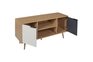 Meuble TV - Blanc et naturel
