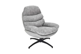 Fauteuil et repose-pieds William - Gris et noir