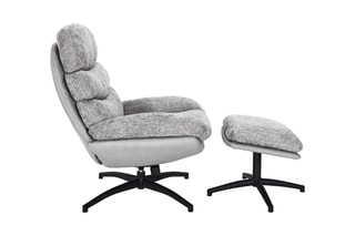 Fauteuil et repose-pieds William - Gris et noir