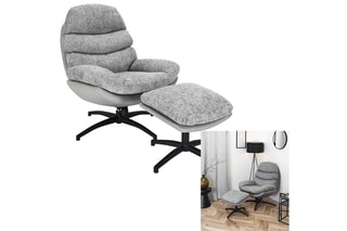 Fauteuil et repose-pieds William - Gris et noir