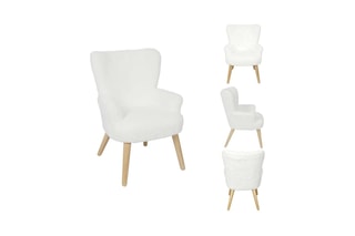 Fauteuil Helsinki - Imitation bois et blanc
