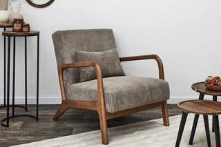 Fauteuil Scott - Taupe et naturel