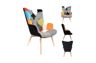Fauteuil Helsinki Patchwork - Multicolore et naturel