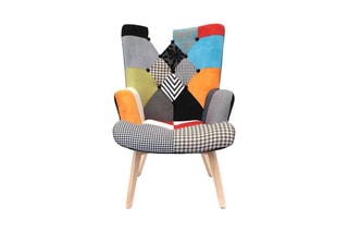 Fauteuil Helsinki Patchwork - Multicolore et naturel