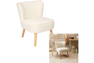 Fauteuil Erika Hygge - Naturel et blanc - Revêtement en bouclette