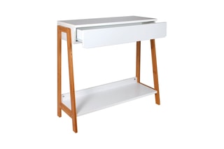 Console 1 tiroir - Blanc et naturel