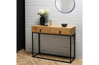 Console 2 tiroirs Abbott - Naturel et noir
