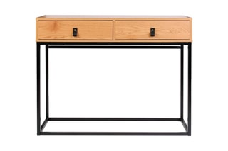 Console 2 tiroirs Abbott - Naturel et noir