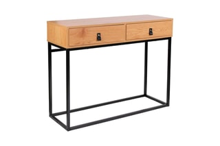 Console 2 tiroirs Abbott - Naturel et noir