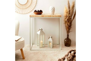 Console Rondin - 
Naturel et blanc