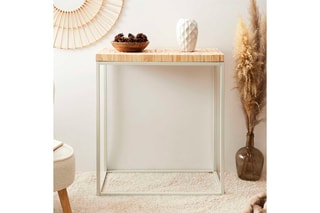 Console Rondin - 
Naturel et blanc