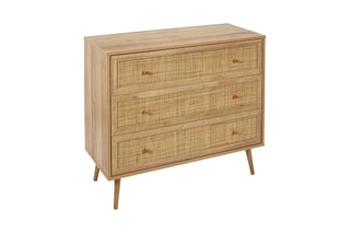 Commode 3 tiroirs Bali - Imitation bois et naturel