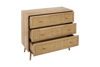 Commode 3 tiroirs Bali - Imitation bois et naturel