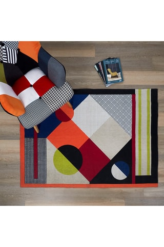 Tapis Patchwork - Orange et bleu marine - 120 x 170 cm
