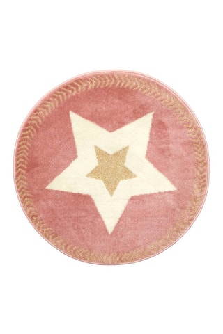 Tapis rond étoile Rose et doré - 80 cm