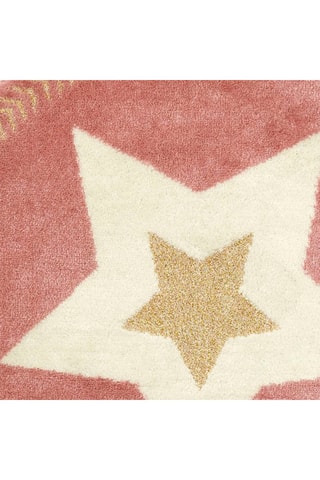 Tapis rond étoile Rose et doré - 80 cm