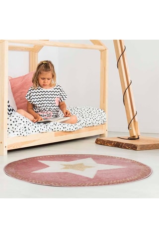 Tapis rond étoile Rose et doré - 80 cm