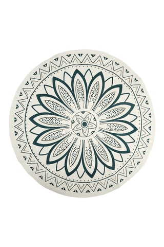 Tapis rond Patio - Blanc et vert- 90 cm