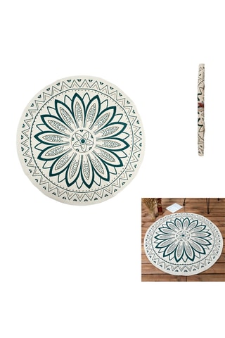 Tapis rond Patio - Blanc et vert- 90 cm