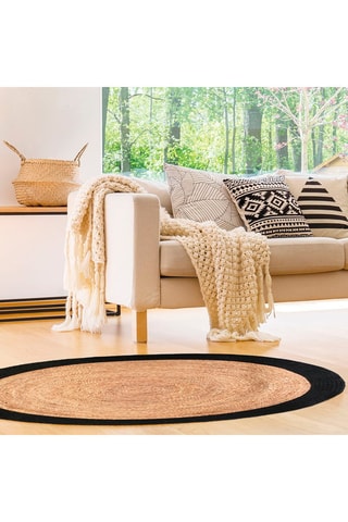 Tapis en jute - Noir - 120 cm