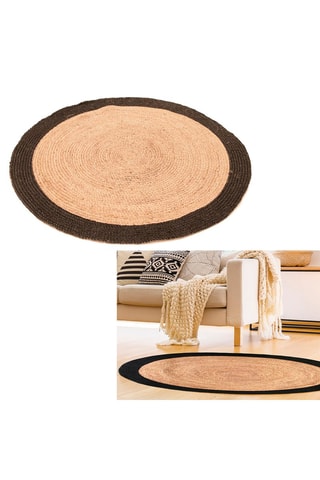 Tapis en jute - Noir - 120 cm
