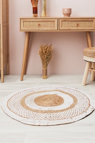 Tapis rond Nude Palette - Blanc et beige - 90 cm
