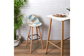 2 tabourets de bar Patchwork Bleu clair et beige