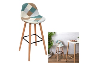 2 tabourets de bar Patchwork Bleu clair et beige