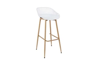2 tabourets de bar Malaga - Blanc et imitation bois