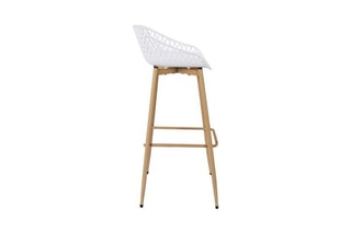 2 tabourets de bar Malaga - Blanc et imitation bois
