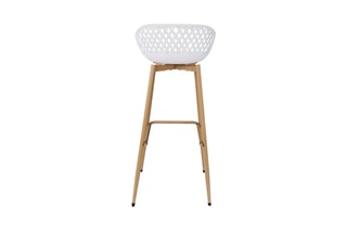 2 tabourets de bar Malaga - Blanc et imitation bois