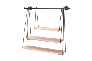 Etagère filaire murale balancelle M4 - Imitation bois et noir