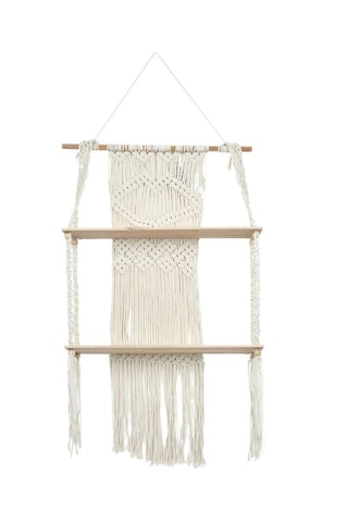 Etagère double déco - 50 x 85 x 13 cm - Beige et marron