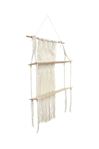 Etagère double déco - 50 x 85 x 13 cm - Beige et marron