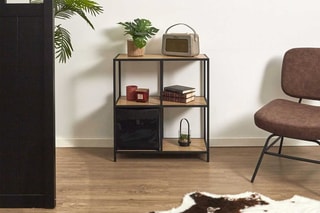 Etagère Loka - Noir et imitation bois