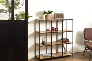 Etagère Loka - Noir et imitation bois