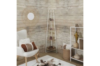Etagère d'angle - Blanc et beige