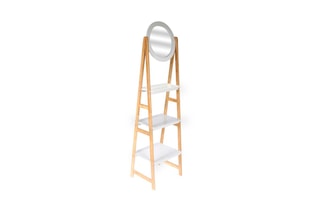 Etagère avec miroir en bois Copenhague - Naturel et blanc