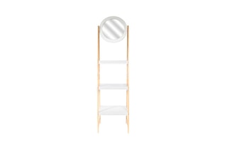 Etagère avec miroir en bois Copenhague - Naturel et blanc