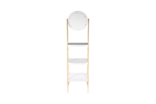 Etagère avec miroir en bois Copenhague - Naturel et blanc