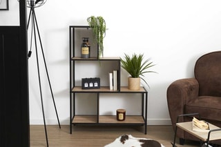 Etagère 3 niveaux - Noir et imitation bois