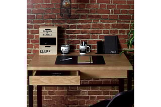 Bureau 2 tiroirs - Naturel et noir