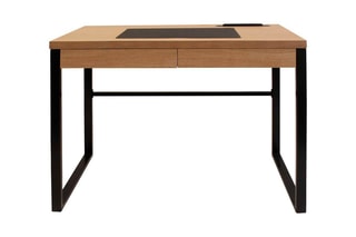 Bureau 2 tiroirs - Naturel et noir
