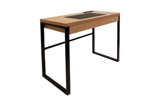 Bureau 2 tiroirs - Naturel et noir