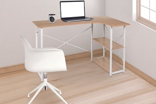 Bureau d'angle - Naturel et blanc