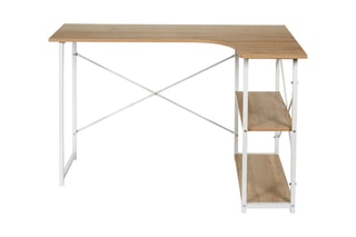 Bureau d'angle - Naturel et blanc