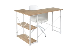 Bureau d'angle - Naturel et blanc