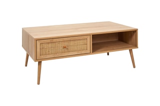 Table basse en bois et rotin Bali - 110 x 59 x 41,4 cm