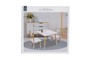 Table et 2 chaises - Imitation bois et blanc
